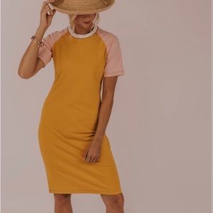 Yellow Color Block Roolee T-Shirt Dress Size Small